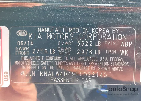 2015 Kia K900 Luxury from USA, damaged, VIN KNALW4D49F6022145